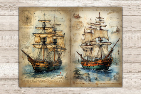 Ship Junk Journal Pages | Vintage Ephemera SVG GlamArtZhanna 