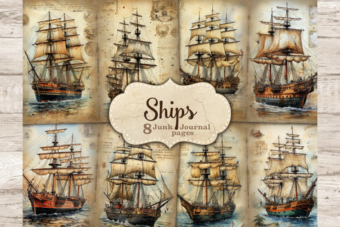 Ship Junk Journal Pages | Vintage Ephemera SVG GlamArtZhanna 