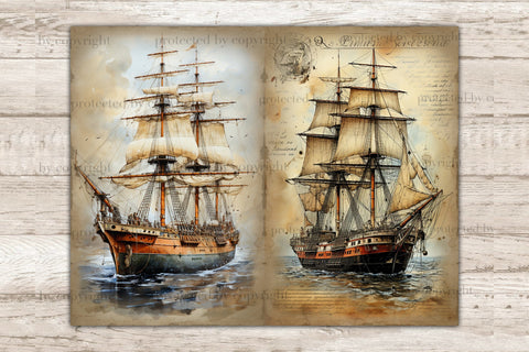 Ship Junk Journal Pages | Vintage Ephemera SVG GlamArtZhanna 