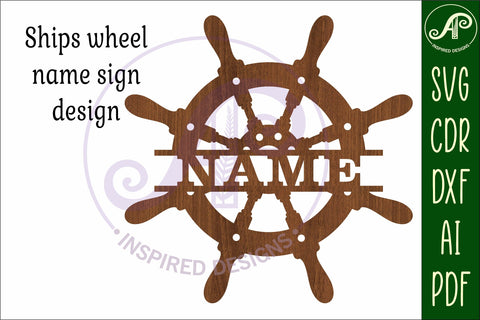 Ships wheel name sign svg laser cut template SVG APInspireddesigns 