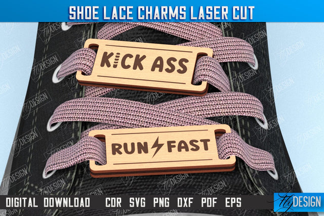 Shoe Lace Charms laser cut, Custom Shoelaces Tags, Personalized Shoe Lace Charms SVG Fly Design 