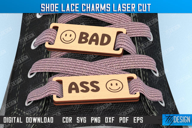 Shoe Lace Charms laser cut, Custom Shoelaces Tags, Personalized Shoe Lace Charms SVG Fly Design 