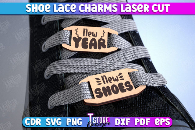 Shoe Lace Charms | Shoe Accessories | Wood Shoelace Charms | CNC File SVG The T Store Design 