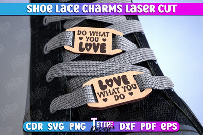 Shoe Lace Charms | Shoe Accessories | Wood Shoelace Charms | CNC File SVG The T Store Design 