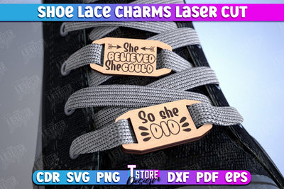 Shoe Lace Charms | Shoe Accessories | Wood Shoelace Charms | CNC File SVG The T Store Design 