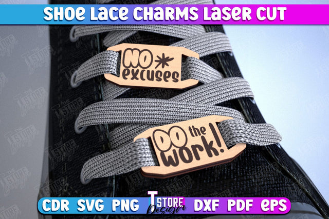 Shoe Lace Charms | Shoe Accessories | Wood Shoelace Charms | CNC File SVG The T Store Design 