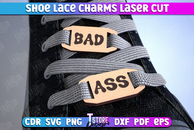 Shoe Lace Charms | Shoe Accessories | Wood Shoelace Charms | CNC File SVG The T Store Design 
