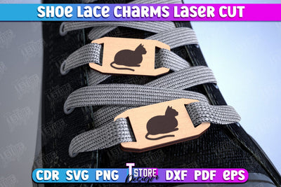 Shoe Lace Charms | Shoe Accessories | Wood Shoelace Charms | CNC File SVG The T Store Design 