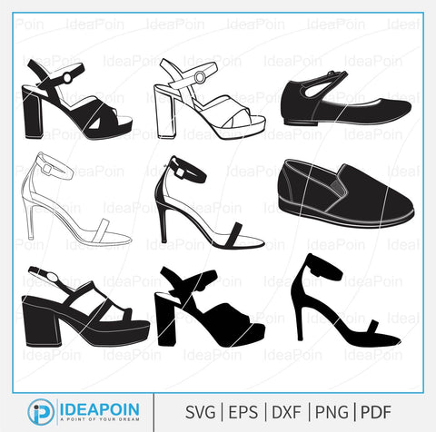 shoes svg, High heels svg, Woman Shoes svg, Black Shoe svg, shoes Outline, Diva Shoes Svg, Shoes silhouette SVG Dinvect 