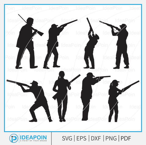 Shooting Silhouette, Hunting & Shooting SVG Bundle, Skeet Shooting, Shooting Players svg, Shotgun Svg SVG Dinvect 