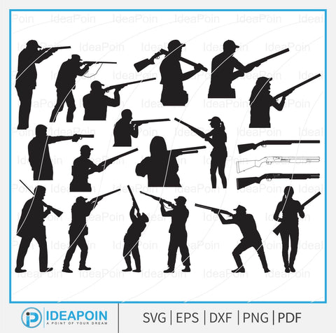 Shooting Silhouette, Hunting & Shooting SVG Bundle, Skeet Shooting, Shooting Players svg, Shotgun Svg SVG Dinvect 