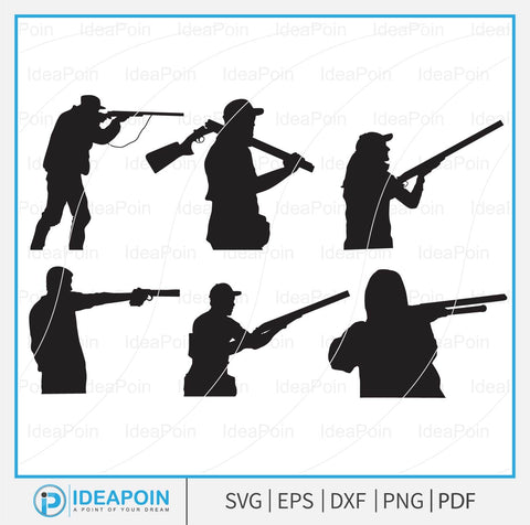Shooting Silhouette, Hunting & Shooting SVG Bundle, Skeet Shooting, Shooting Players svg, Shotgun Svg SVG Dinvect 