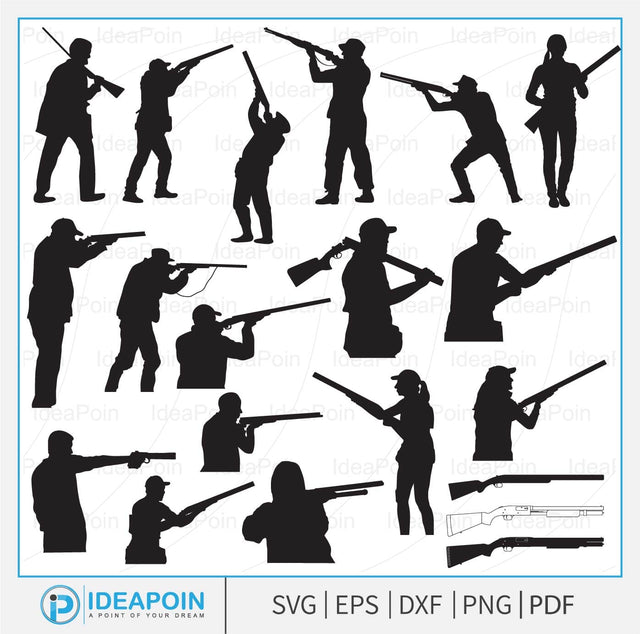 Shooting Silhouette, Hunting & Shooting SVG Bundle, Skeet Shooting, Shooting Players svg, Shotgun Svg SVG Dinvect 