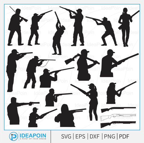 Shooting Silhouette, Hunting & Shooting SVG Bundle, Skeet Shooting, Shooting Players svg, Shotgun Svg SVG Dinvect 