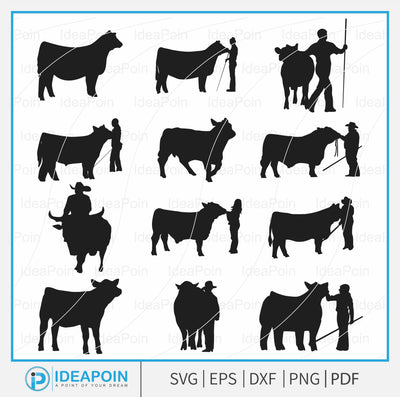 Show steer Svg, Clipart Livestock svg, Show steer bundle, Beef Cow PNG, Show steer Cut File, Show steer Silhouette, Girl Show Steer png SVG Dinvect 