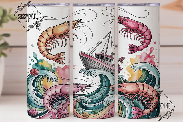 Shrimp & Boat Tumbler Wrap Sublimation sassyprint 