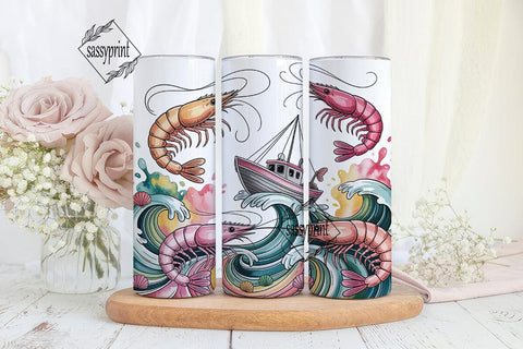 Shrimp & Boat Tumbler Wrap Sublimation sassyprint 