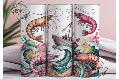 Shrimp & Boat Tumbler Wrap Sublimation sassyprint 