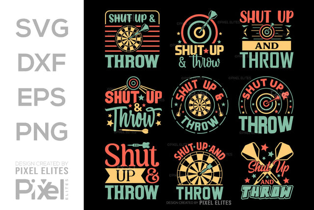 Shut Up And Throw SVG Dartboard Bundle Darts Game Darts Quote Design PET 00607 SVG ETC Craft 
