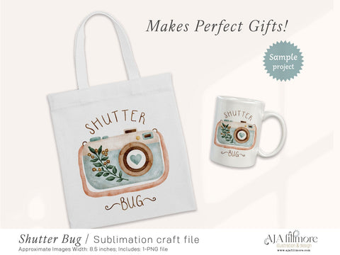 Shutterfly Camera Sublimation File - Blue Sublimation Aja Nicole Designs 