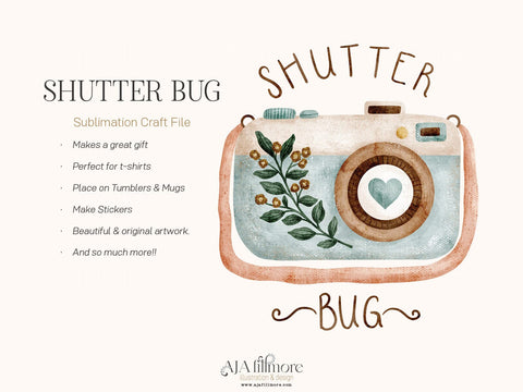 Shutterfly Camera Sublimation File - Blue Sublimation Aja Nicole Designs 