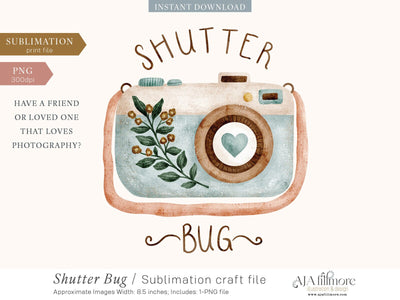 Shutterfly Camera Sublimation File - Blue Sublimation Aja Nicole Designs 