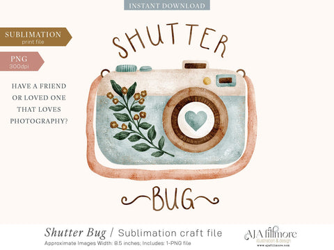 Shutterfly Camera Sublimation File - Blue Sublimation Aja Nicole Designs 
