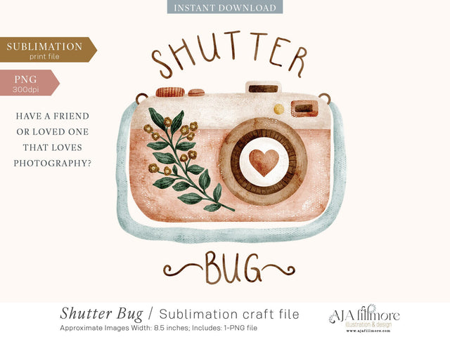 Shutterfly Camera Sublimation File - Pink Sublimation Aja Nicole Designs 