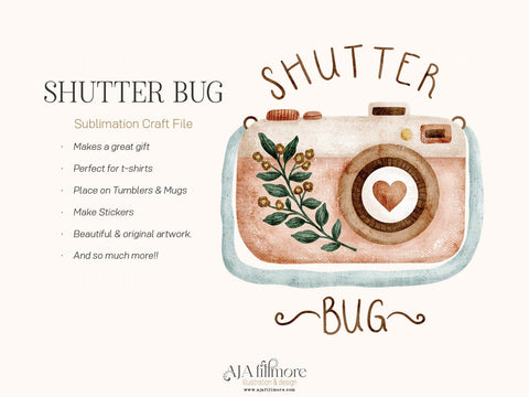 Shutterfly Camera Sublimation File - Pink Sublimation Aja Nicole Designs 