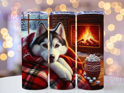 Siberian Husky Christmas Tumbler, Christmas Wrap, Festive Dog, Holiday Tumbler, Winter Pattern, 20oz Tumbler, Sublimation Print Sublimation SvggirlplusArt 