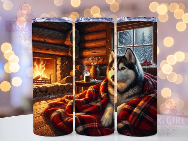 Siberian Husky Christmas Tumbler, Christmas Wrap, Festive Dog, Holiday Tumbler, Winter Pattern, 20oz Tumbler, Sublimation Print Sublimation SvggirlplusArt 
