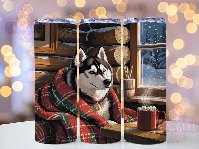 Siberian Husky Christmas Tumbler, Christmas Wrap, Festive Dog, Holiday Tumbler, Winter Pattern, 20oz Tumbler, Sublimation Print Sublimation SvggirlplusArt 