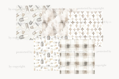 Sick Day Digital Paper | Medical Seamless Patterns Digital Pattern GlamArtZhanna 