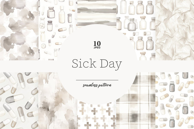 Sick Day Digital Paper | Medical Seamless Patterns Digital Pattern GlamArtZhanna 