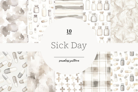 Sick Day Digital Paper | Medical Seamless Patterns Digital Pattern GlamArtZhanna 