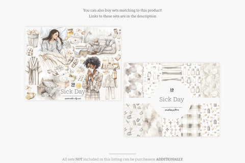 Sick Day Digital Paper | Medical Seamless Patterns Digital Pattern GlamArtZhanna 