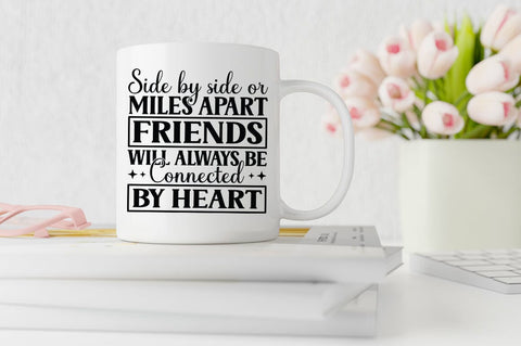 Side by side miles apart friends will always be connected by heart SVG Design SVG Designangry 