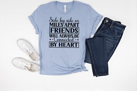 Side by side miles apart friends will always be connected by heart SVG Design SVG Designangry 