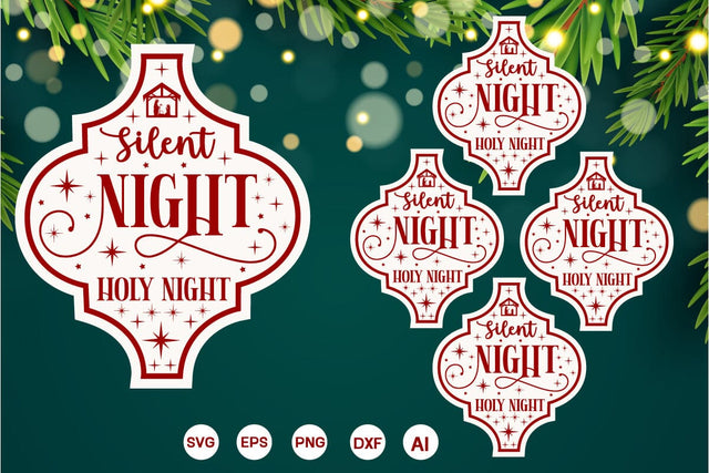 Silent Night Holy Night Arabesque SVG Design, Nativity Christmas SVG Design, Arabesque SVG Design, SVGs,Quotes and Sayings,Food & Drink,On Sale, Print & Cut SVG DesignPlante 503 