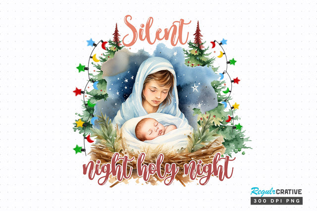 Silent night holy night png design Sublimation Regulrcrative 