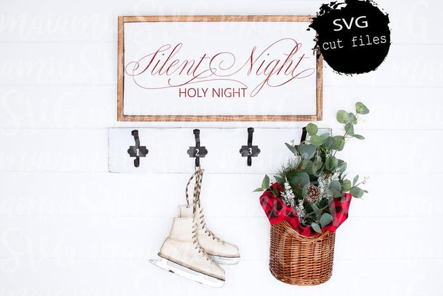 Silent Night Holy Night Svg, Christmas Sign Svg, Holiday Sign Svg, Christmas Sayings, Cricut / Silhouette SVG MaiamiiiSVG 
