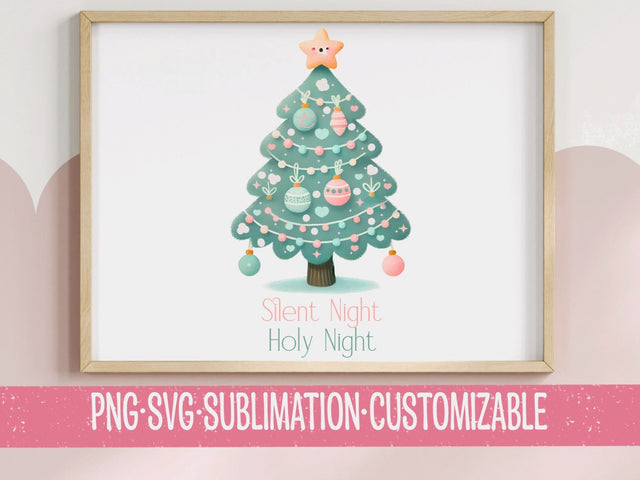 Silent Night Holy Night SVG | Christmas Tree Design | Holiday Decor SVG for Cricut & Silhouette SVG YaySportsandSuch 