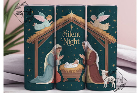 Silent Night Nativity 20oz Tumbler Wrap Sublimation sassyprint 