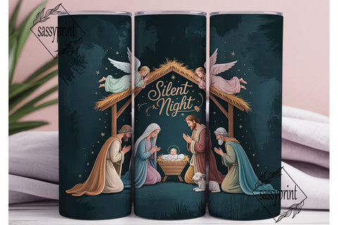 Silent Night Nativity 20oz Tumbler Wrap Sublimation sassyprint 