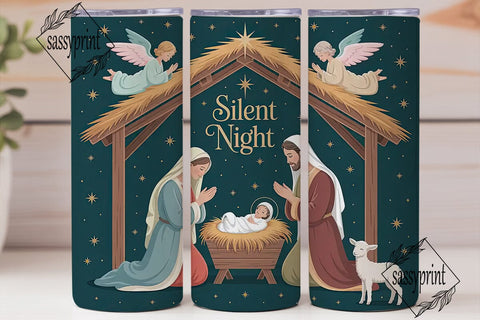 Silent Night Nativity 20oz Tumbler Wrap Sublimation sassyprint 