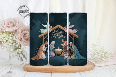 Silent Night Nativity 20oz Tumbler Wrap Sublimation sassyprint 