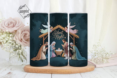 Silent Night Nativity 20oz Tumbler Wrap Sublimation sassyprint 