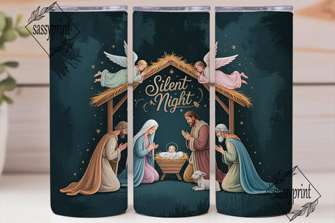 Silent Night Nativity 20oz Tumbler Wrap Sublimation sassyprint 