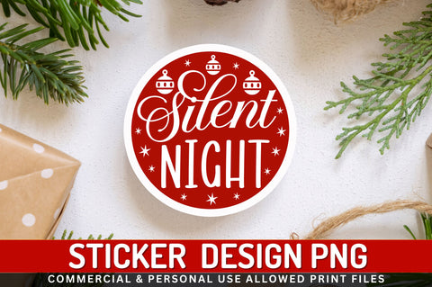 Silent night Sticker Design Sublimation Regulrcrative 