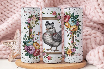 Silkie Chick & Flowers 20oz Tumbler Wrap Sublimation DesignSVG 